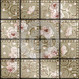 Patchwork of satin fabric