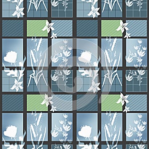 Patchwork seamless bright retro pattern with flowers