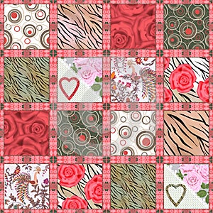 Patchwork seamless floral pattern background