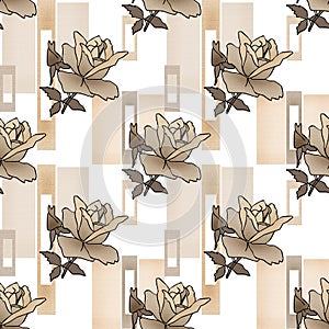 Patchwork seamless floral roses pattern texture background