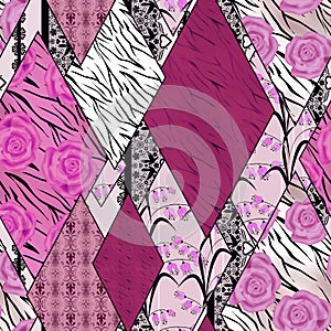 Patchwork seamless retro design pattern ornament background