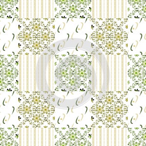 Patchwork seamless retro flowers pattern