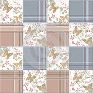 Patchwork seamless retro pattern background