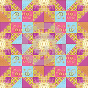 Patchwork seamless retro pattern texture background