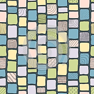 Patchwork style tribal bricks seamless texture, pastel colors
