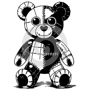 Patchwork Teddy Bear Coloring Page