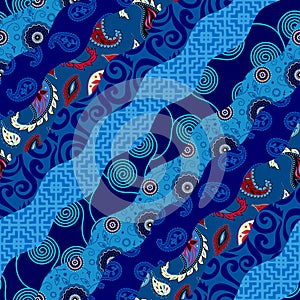 Patchwork textile pattern. Seamless quilting design background.