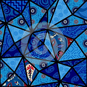 Patchwork textile pattern. Seamless quilting design background.