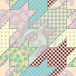 Patchwork textile pattern. Seamless quilting design background.