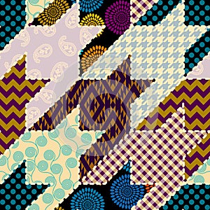 Patchwork textile pattern. Seamless quilting design background.