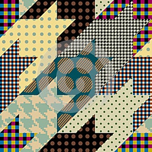 Patchwork textile pattern. Seamless quilting design background.