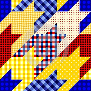 Patchwork textile pattern. Seamless quilting design background.