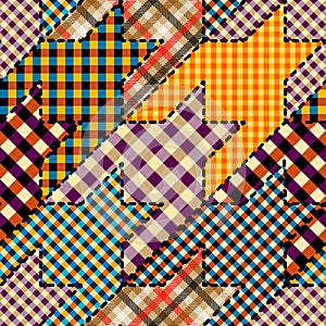 Patchwork textile pattern. Seamless quilting design background.