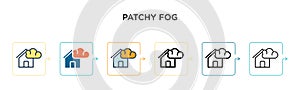 Patchy fog vector icon in 6 different modern styles. Black, two colored patchy fog icons designed in filled, outline, line and