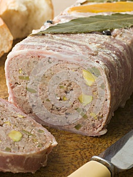 Pate Campagne on a Chopping Board with photo