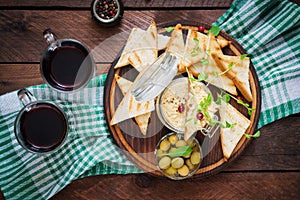 Pate Chicken - rillette, toast, olives and herbs