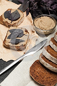 Pate liver chicken toast. Terrine bread