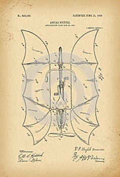 1904 Patent aerial Velocipede sail Bicycle history invention photo