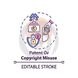 Patent and copyright misuse concept icon
