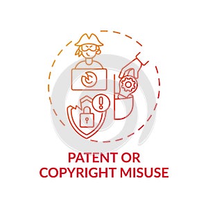 Patent and copyright misuse concept icon