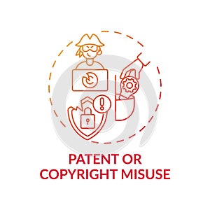 Patent and copyright misuse concept icon photo