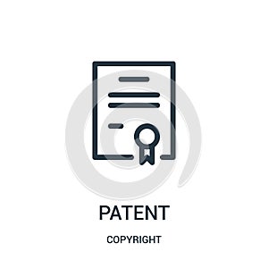 patent icon vector from copyright collection. Thin line patent outline icon vector illustration