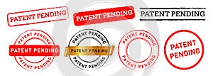 patent pending rectangle and circle stamp label sticker sign delay information permission