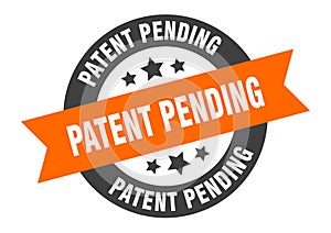 patent pending sign. round ribbon sticker. isolated tag