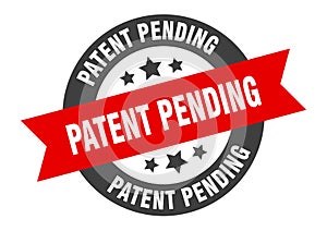 patent pending sign. round ribbon sticker. isolated tag
