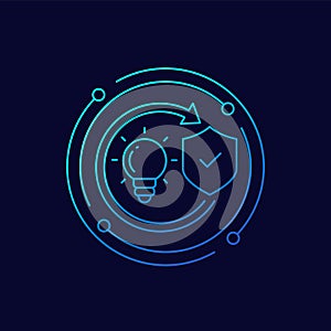 patent protection, protect ideas line vector icon