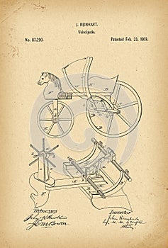 1869 Patent Velocipede Bicycle history invention photo