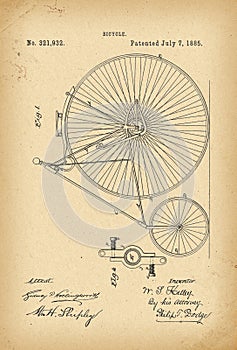 1885 Patent Velocipede Bicycle history invention photo