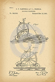 1881 Patent Velocipede Bicycle photo