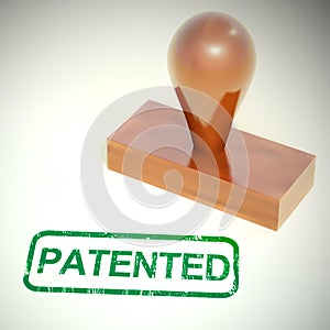 Patented concept icon means copyrighted or having a trademark and owned - 3d illustration photo