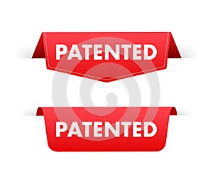 Patented label. Intellectual property icon. Vector stock illustration.