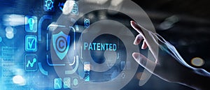 Patented Patent Copyright Law Business technology concept photo