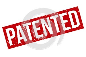 Patented Rubber Stamp. Red Patented Rubber Grunge Stamp Seal Vector Illustration - Vector
