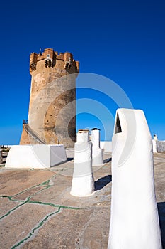 Paterna tower Valencia and chimneys of cave houses