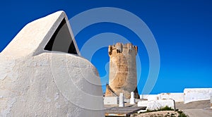 Paterna tower Valencia and chimneys of cave houses