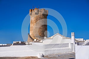 Paterna tower Valencia and chimneys of cave houses