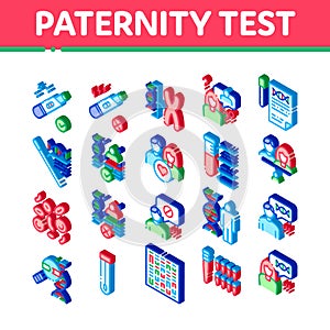 Paternity Test Dna Isometric Icons Set Vector