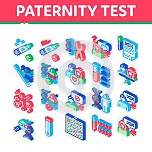 Paternity Test Dna Isometric Icons Set Vector