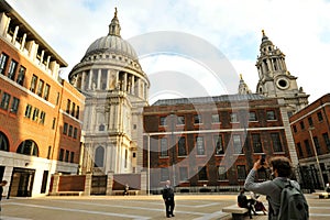 Paternoster Square, an urban development next to St Paul`s Cathedral in the City of London.