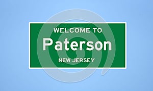 Paterson, New Jersey city limit sign. Town sign from the USA.