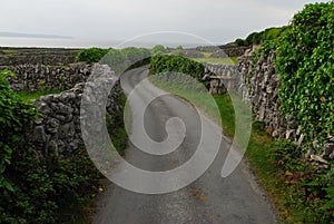 Path along stone walls in Ireland