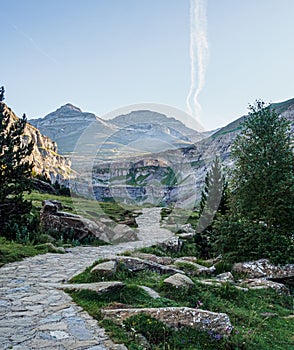 Path in the Arazas river valley in the Ordesa y Monte Perdido national park in the Pyrenees
