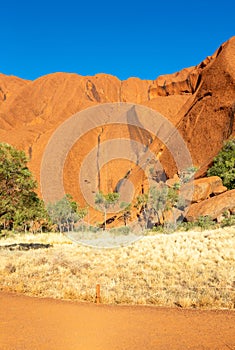 The path around Uluru monolit in Ayers Rock, Red Center, Australia