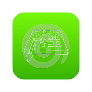 Path with arrow across labyrinth icon green vector