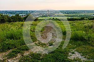 Path in Carphatian Mountains at sunset