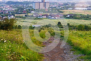 Path in Carphatian Mountains at sunset